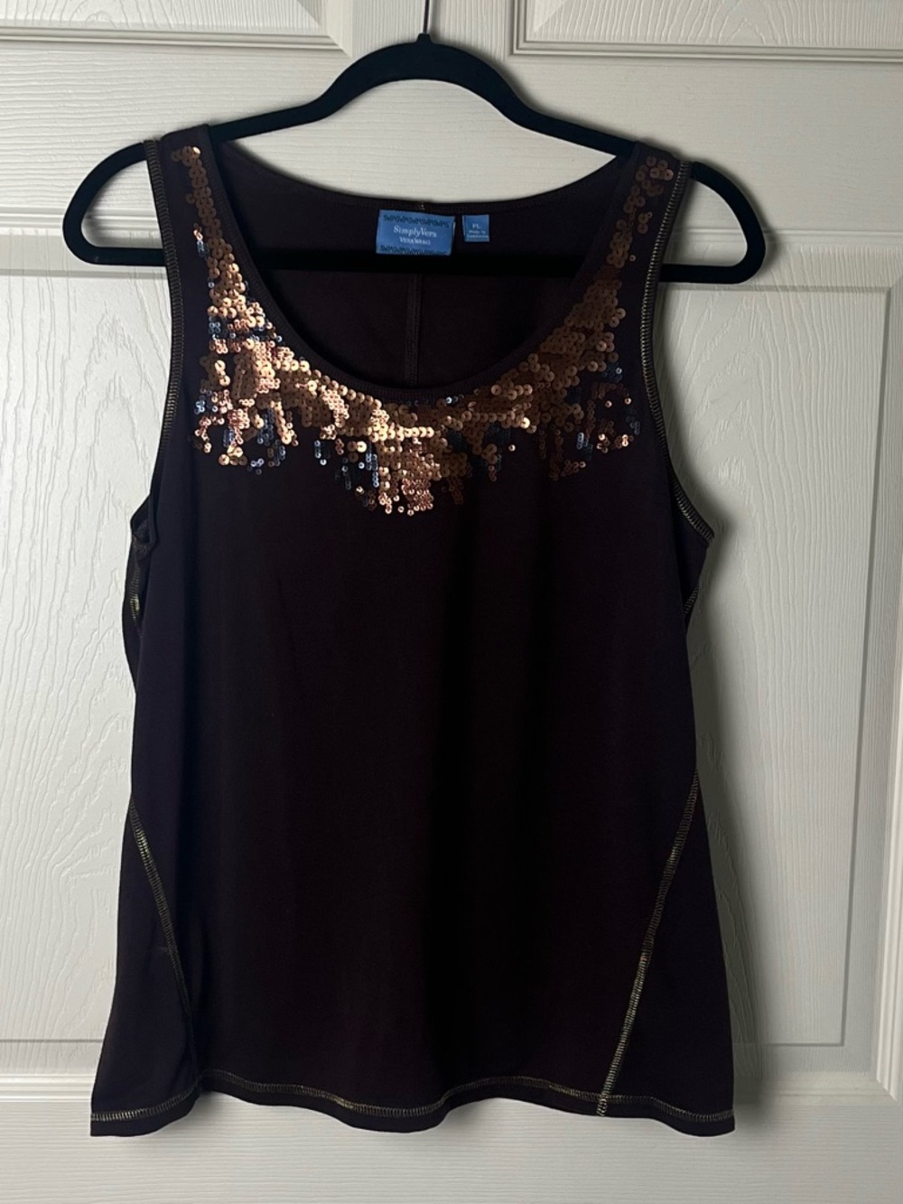 Sequined Scoop Neck Sleeveless Top